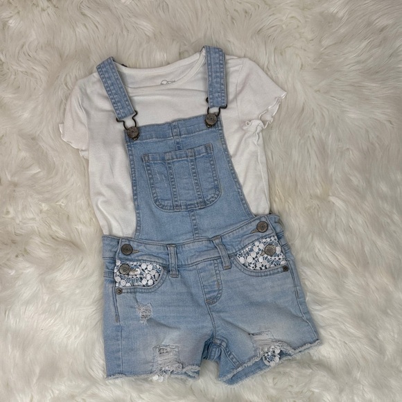 Justice Light Blue Denim Short Overalls - Picture 1 of 8